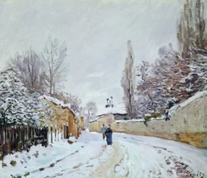 Straße unter Schnee, in der Nähe von Louveciennes, 1876